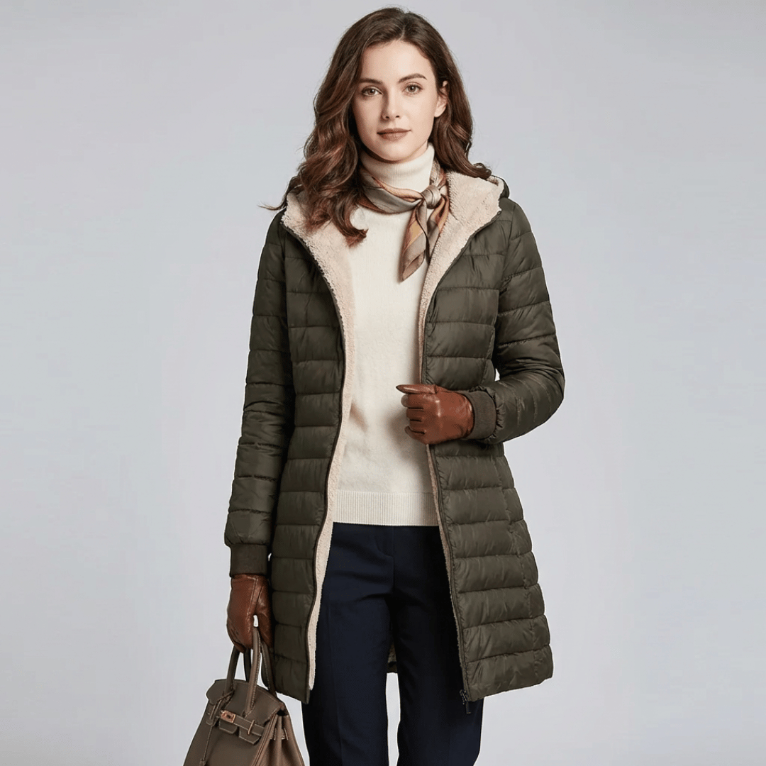 Jaqueta Feminina Puffer Longa com Pelúcia