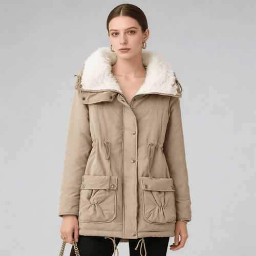 Parka Feminina Forrada com Pelúcia e Gola Alta