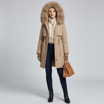 Trench Coat Feminino com Pelúcia e Capuz
