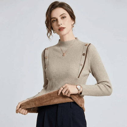 Suéter Feminino Peluciado Botões