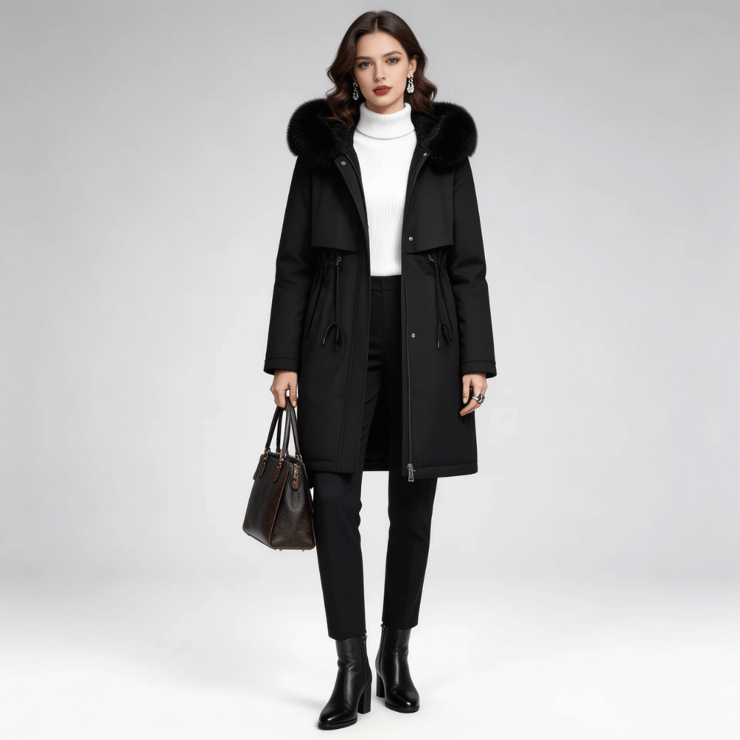 Trench Coat Feminino com Pelúcia e Capuz