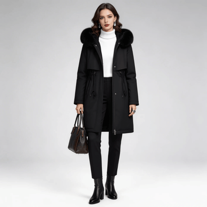 Trench Coat Feminino com Pelúcia e Capuz