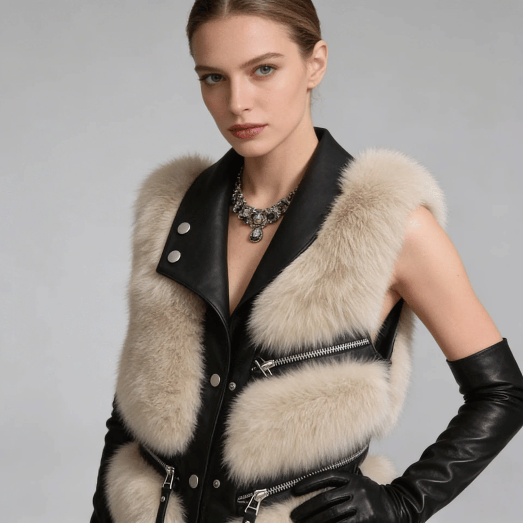 Colete Feminino em Pelo com Courino