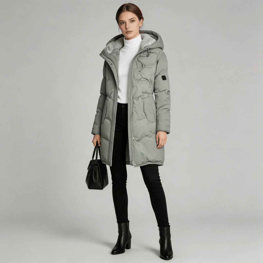 Parka Feminina Grossa com Pelúcia e Capuz