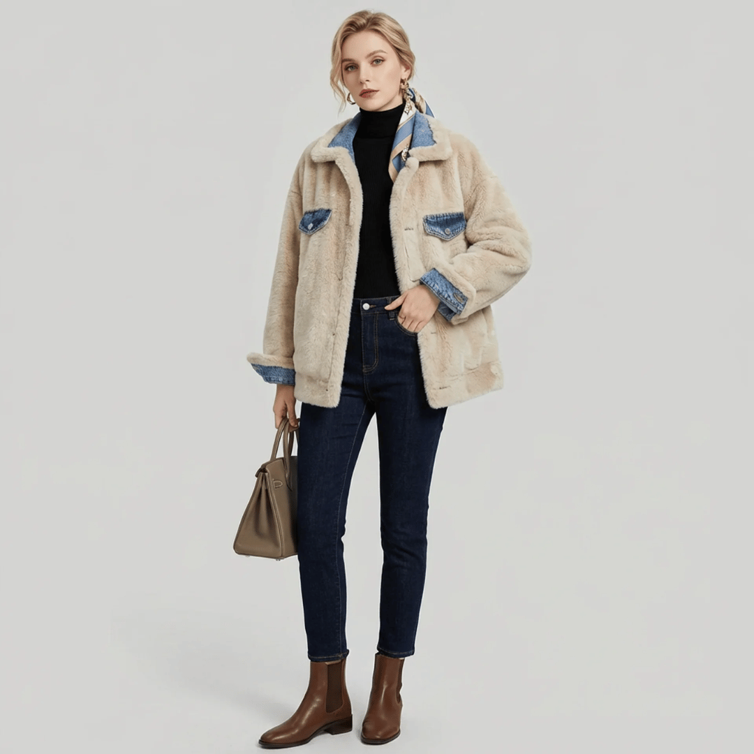 Jaqueta Feminina Jeans Peluciada