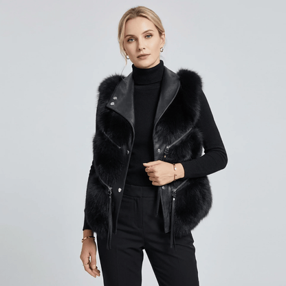 Colete Feminino em Pelo com Courino