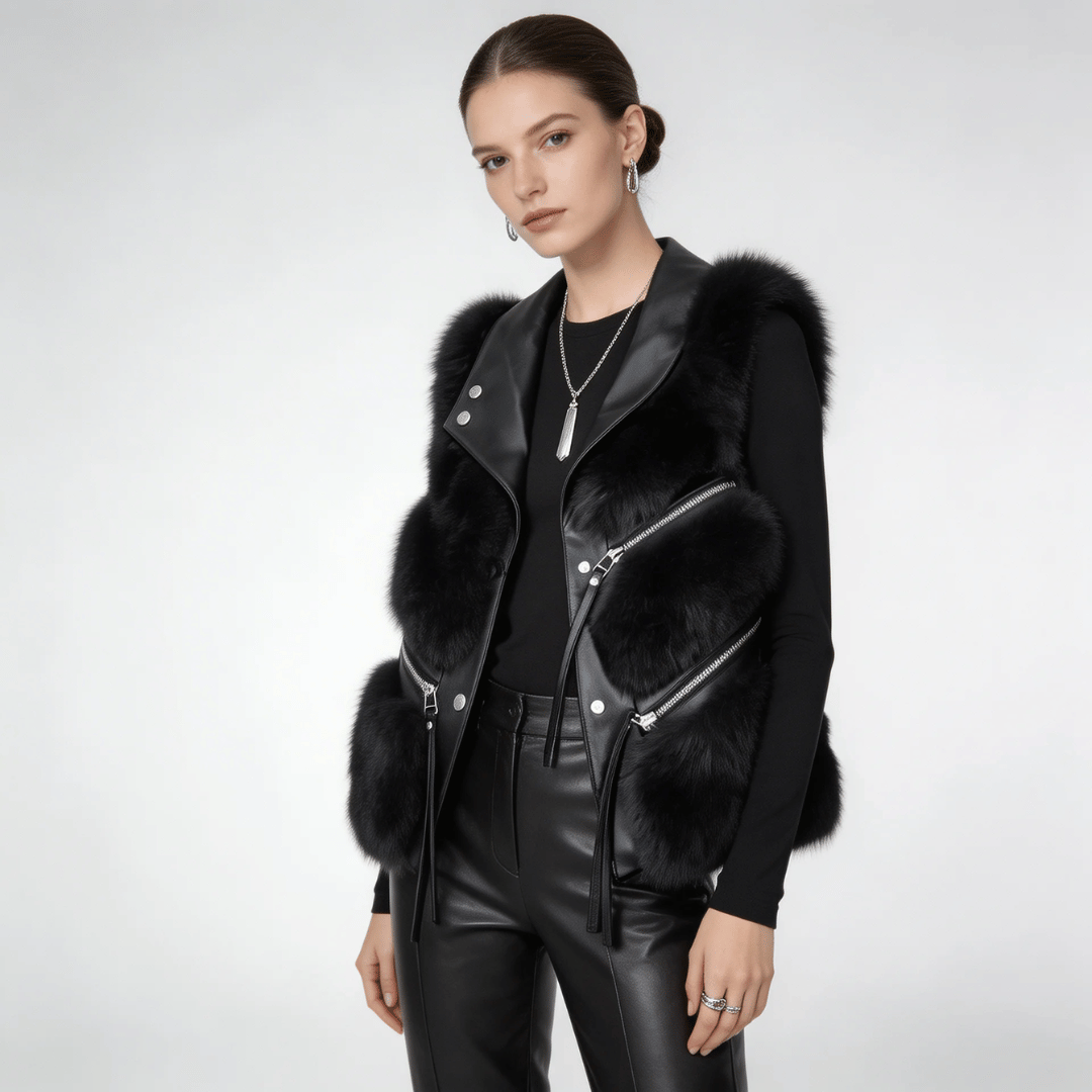 Colete Feminino em Pelo com Courino