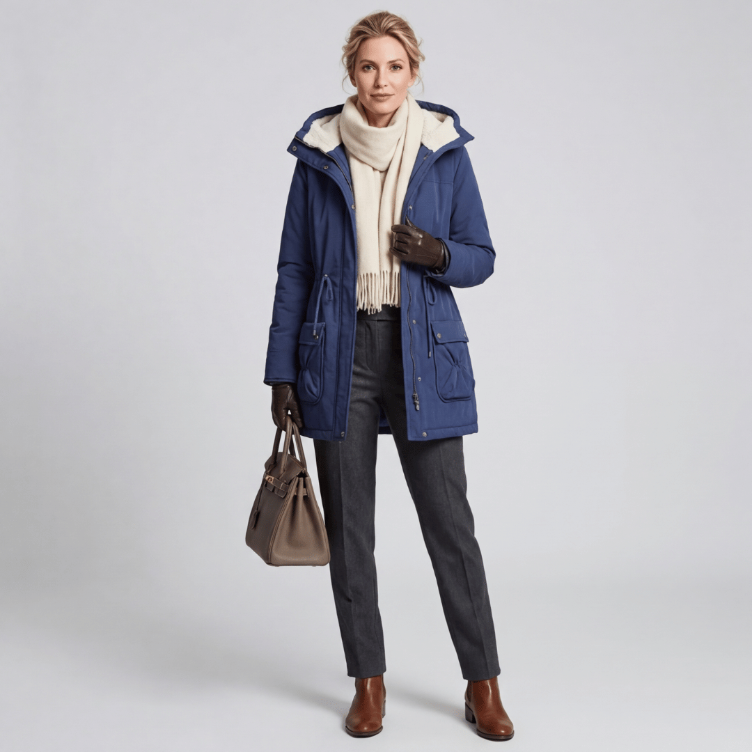 Parka Feminina Forrada com Pelúcia e Gola Alta