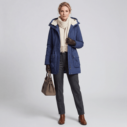 Parka Feminina Forrada com Pelúcia e Gola Alta