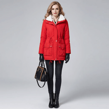 Parka Feminina Forrada com Pelúcia e Gola Alta