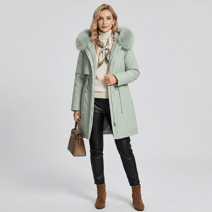 Trench Coat Feminino com Pelúcia e Capuz