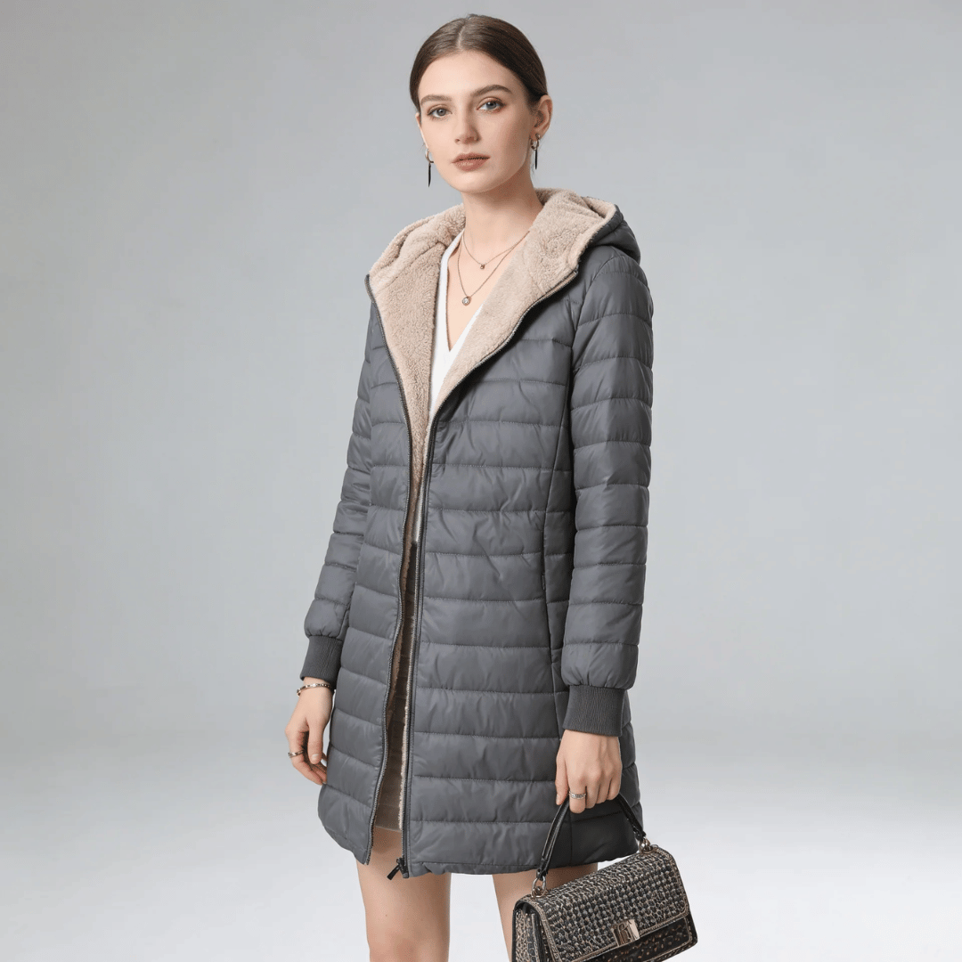 Jaqueta Feminina Puffer Longa com Pelúcia