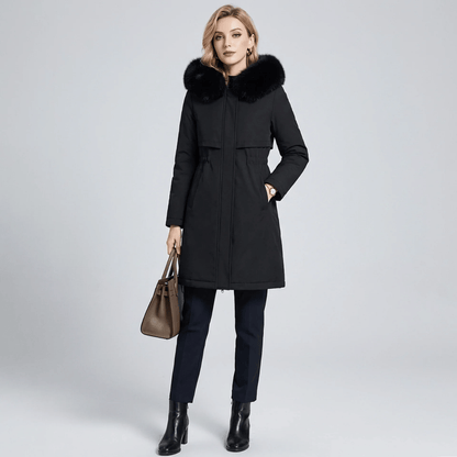 Trench Coat Feminino com Pelúcia e Capuz