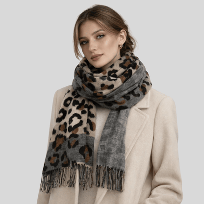 Xale Feminino em Cashmere Animal Print Colorido