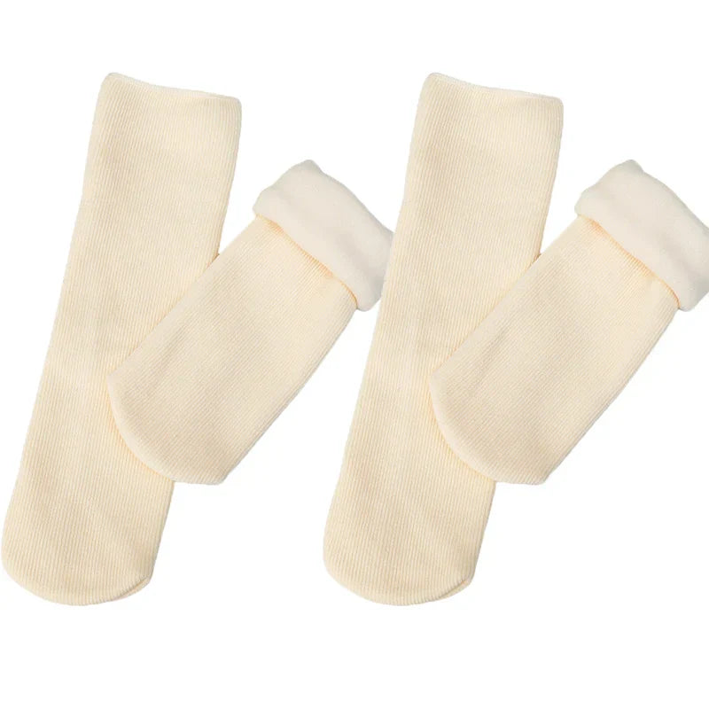 Meia Peluciada Feminina Térmica Canelada - 2 Pares de Meias