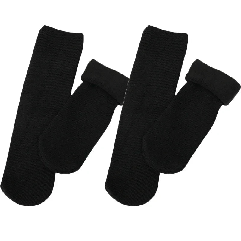 Meia Peluciada Feminina Térmica Canelada - 2 Pares de Meias
