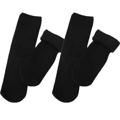 Meia Peluciada Feminina Térmica Canelada - 2 Pares de Meias