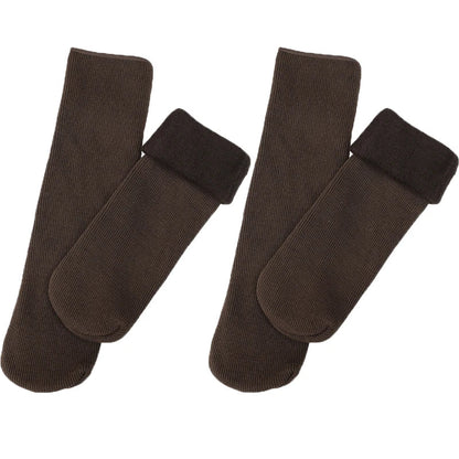 Meia Peluciada Feminina Térmica Canelada - 2 Pares de Meias